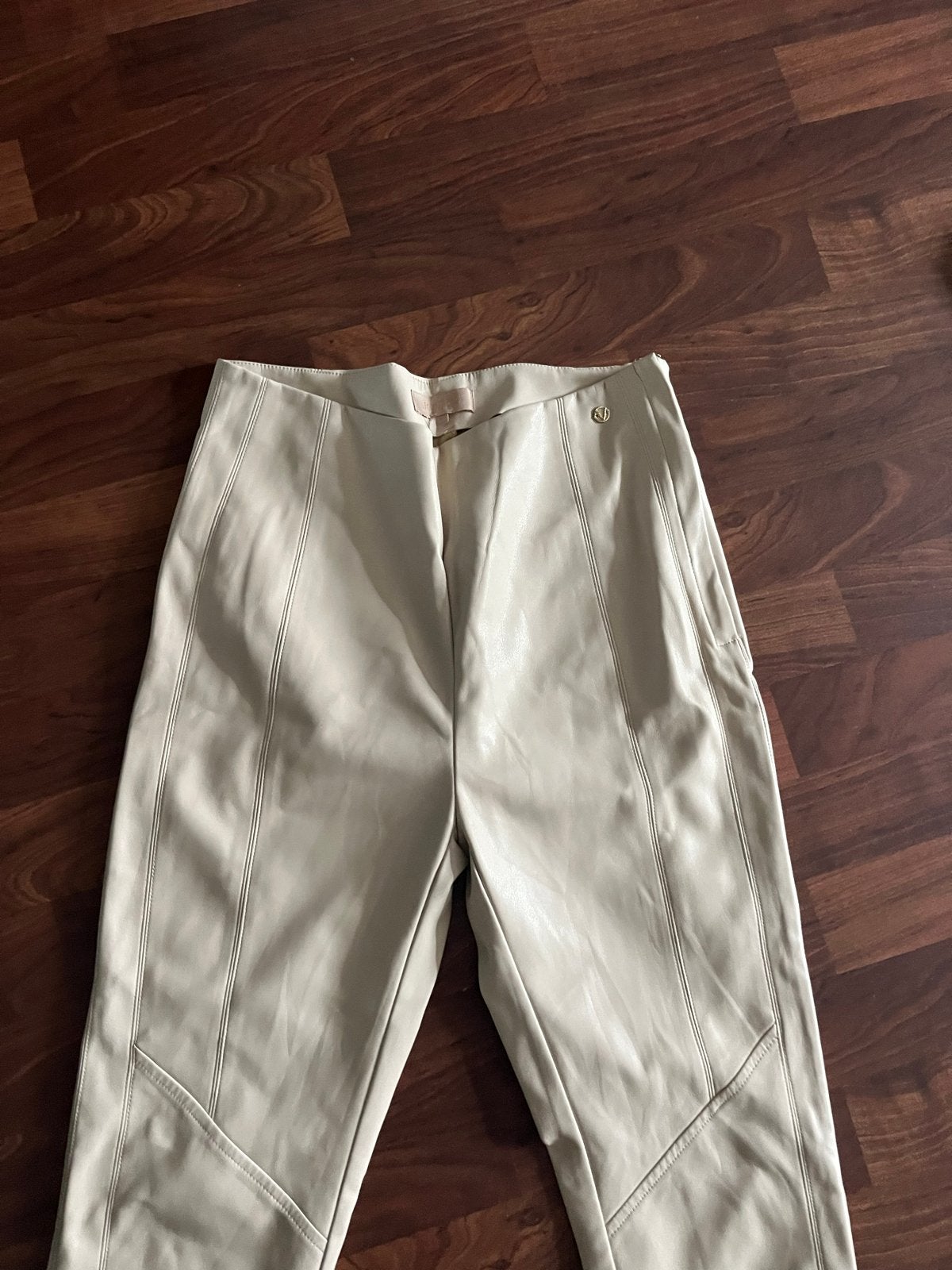 Josh V Marit Faux Leren Broek - Zandkleurig, Beige, Ophalen of Verzenden, Zo goed als nieuw, Maat 36 (S)