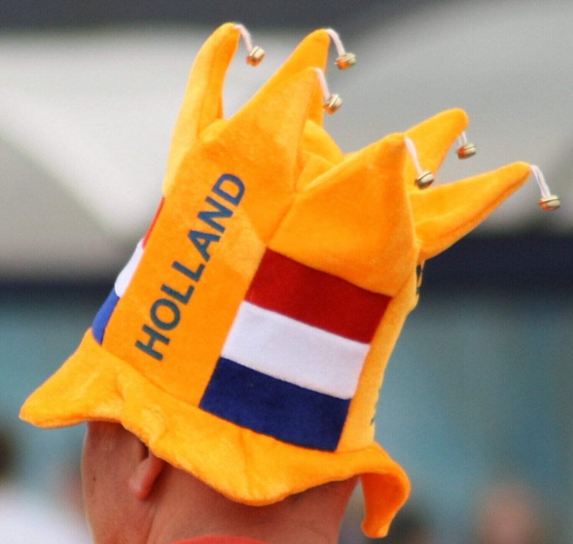 Oranje Holland hoed met belletjes en vlag , nieuw, Verzenden
