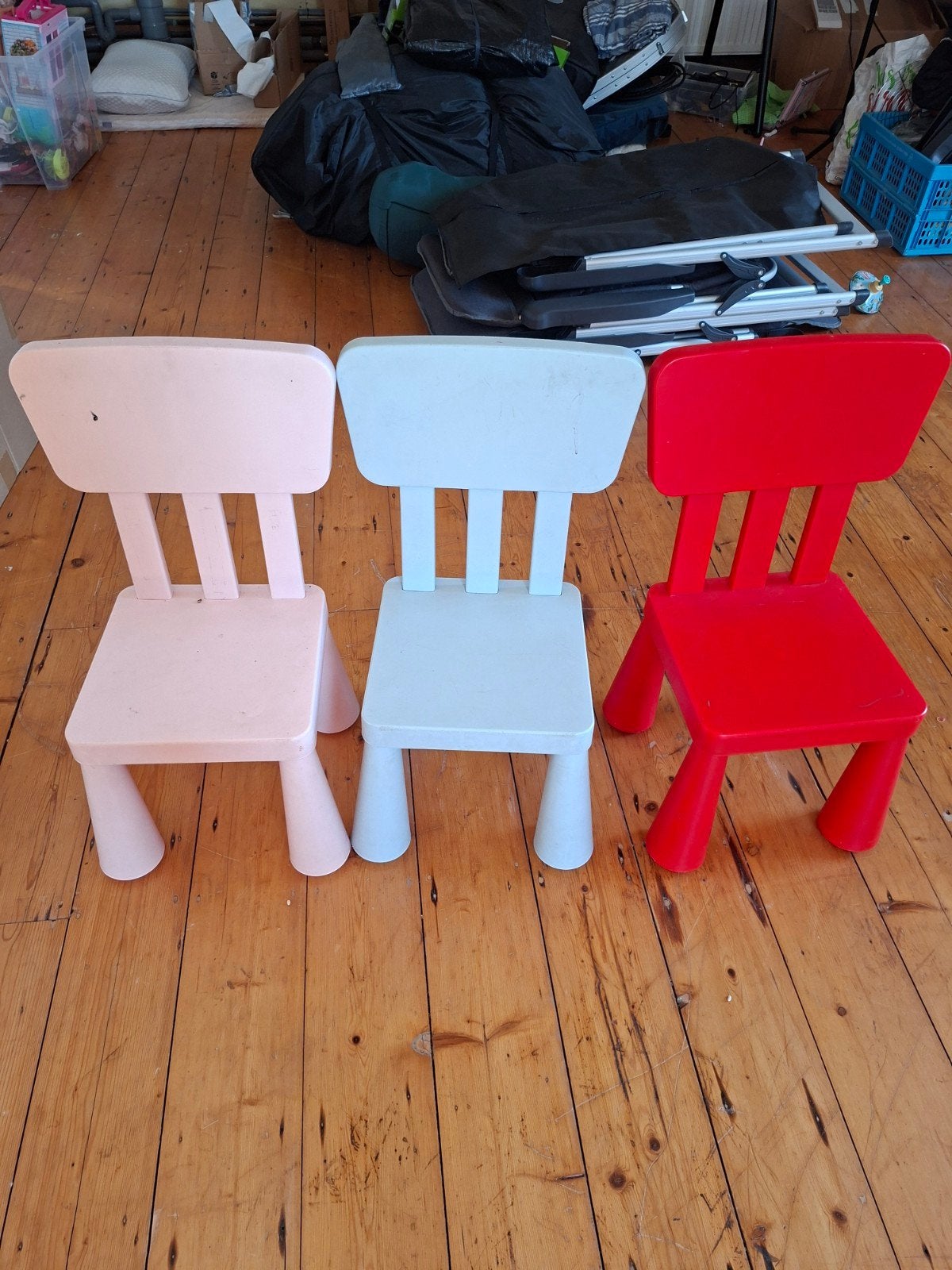 Set van 3 Ikea kinderstoelen (roze, blauw, rood), Ophalen, Gebruikt, Stoel(en)