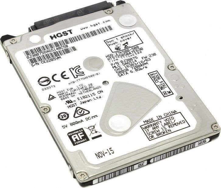 Hitachi Travelstar 7K500 500GB HDD 2.5" SATA, Computers en Software, Harde schijven, Intern, Gebruikt, Hgst, Ophalen of Verzenden