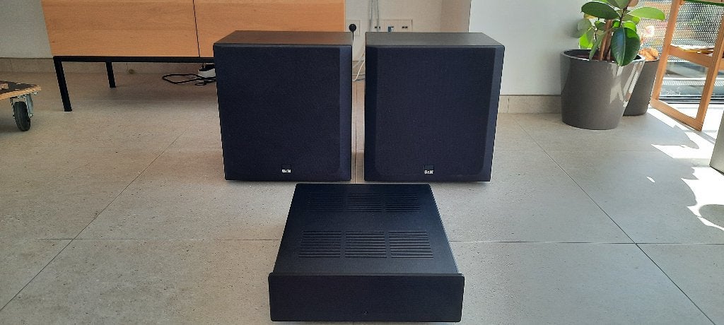 2 Bowers & Wilkins CT-SW10 subwoofers + IcePower 1200AS1 ver, 150 watt of meer, Gebruikt, Subwoofer, Ophalen of Verzenden