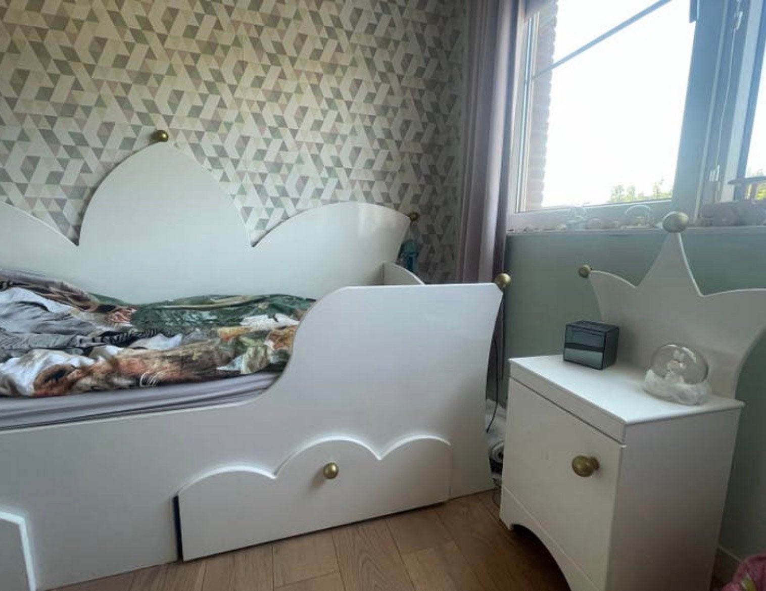 Complete Kinderkamer Kronenthema - Bed, Bureau, Kasten, Kinderen en Baby's, Kinderkamer | Complete kinderkamers, Ophalen, Gebruikt