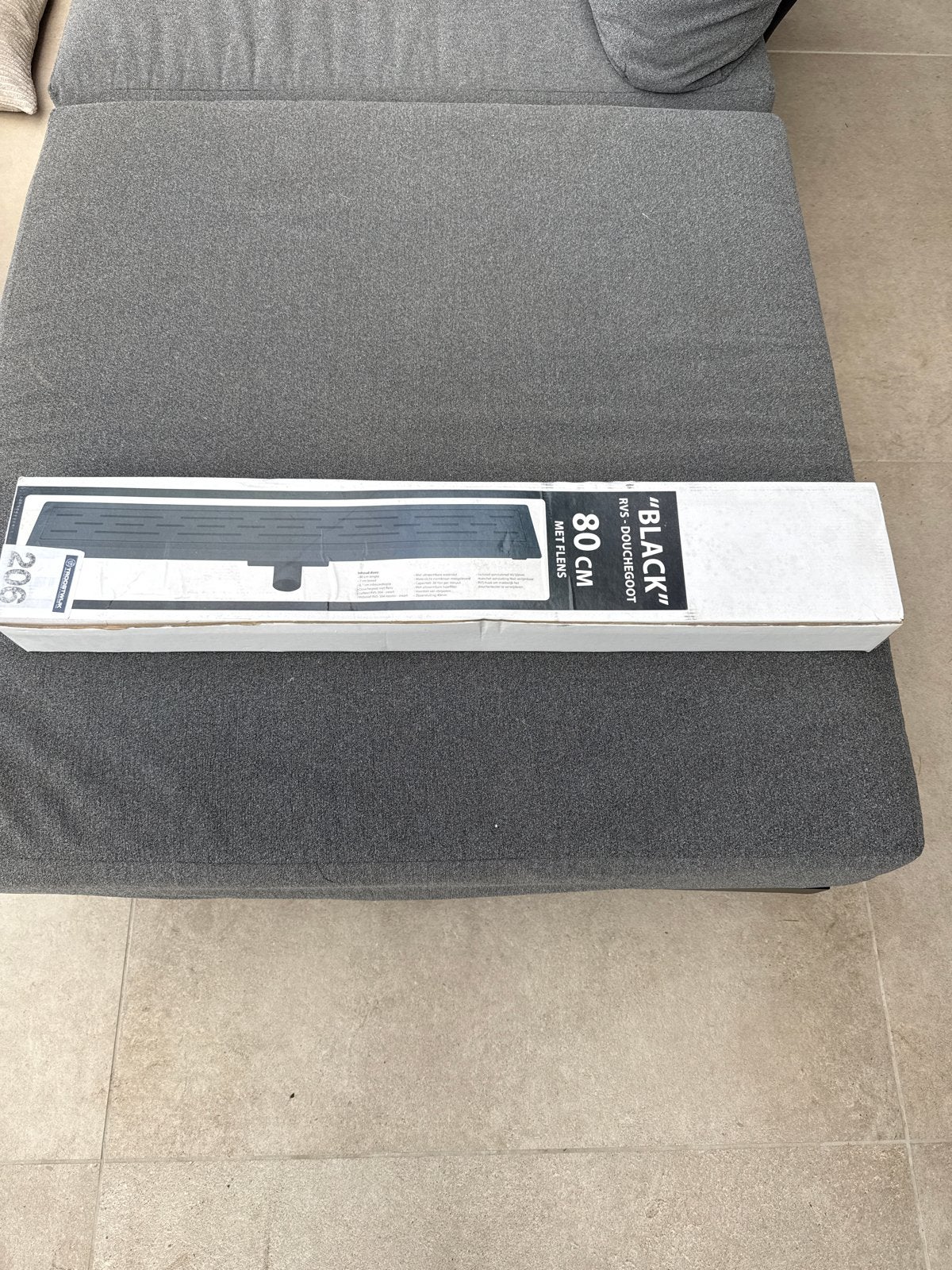 Nieuwe RVS Douchegoot Zwart 80 cm met flens, Ophalen of Verzenden, Nieuw, Rvs, Douche