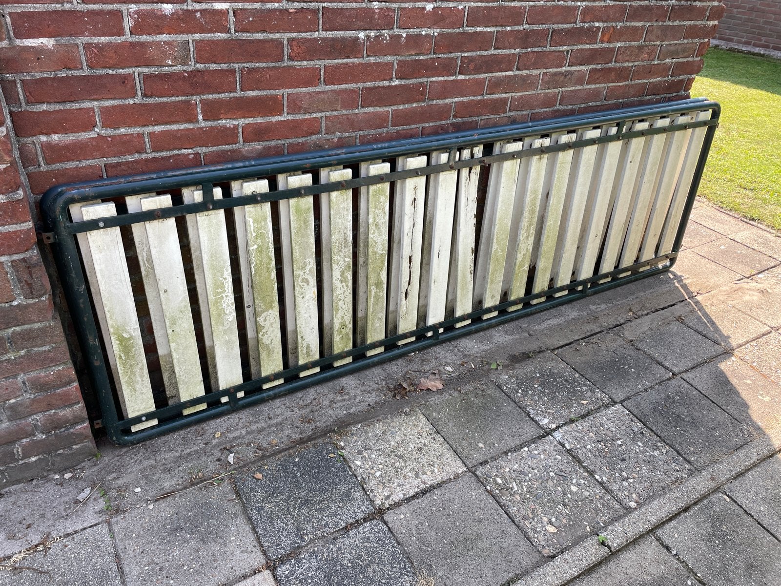2x Stalen hekwerk 2.40m lang, 75cm hoog (hout vervangen), Ophalen of Verzenden, Gebruikt, IJzer, Tuinhek