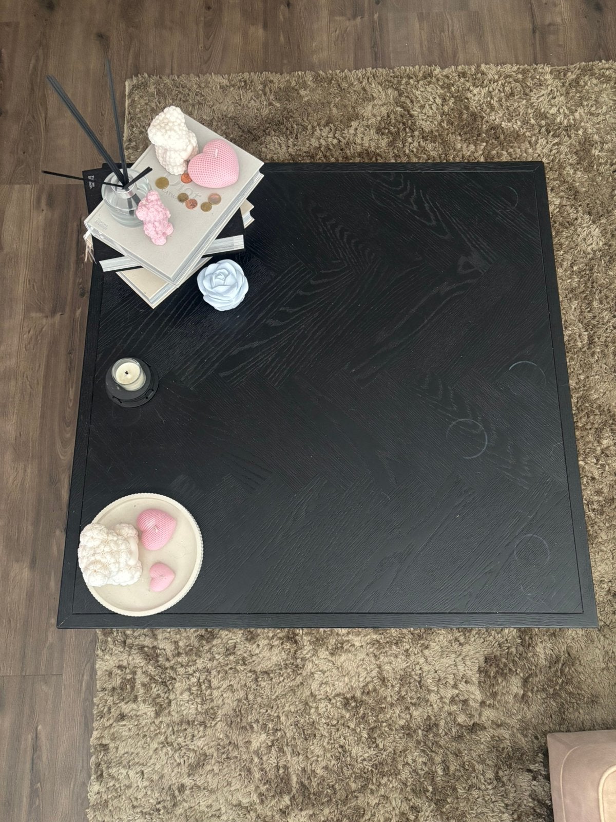Salontafel Veneta zwart eiken fineer- industriele look, Huis en Inrichting, Tafels | Salontafels, Ophalen, 50 tot 100 cm, Zo goed als nieuw