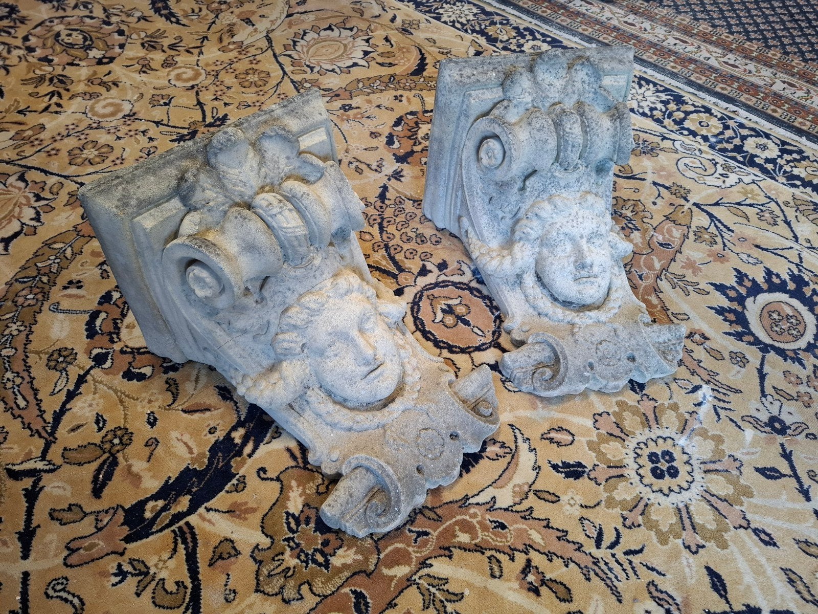 Vintage beton ornament console 2x erg stoer! Wow kijk,, Tuin en Terras, Tuinbeelden, Ophalen, Gebruikt, Beton, Overige typen