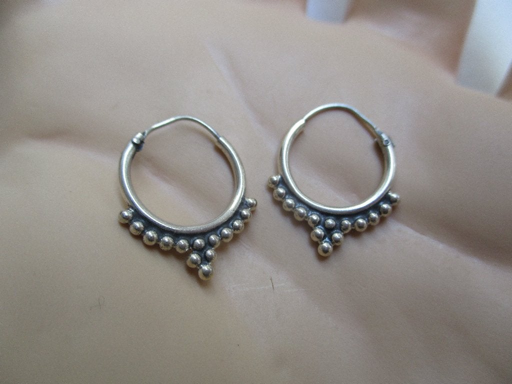 Zilveren Bali Hoops Creool oorbellen 13 mm. ø echt zilver, Hangers, Verzenden, Zo goed als nieuw, Zilver