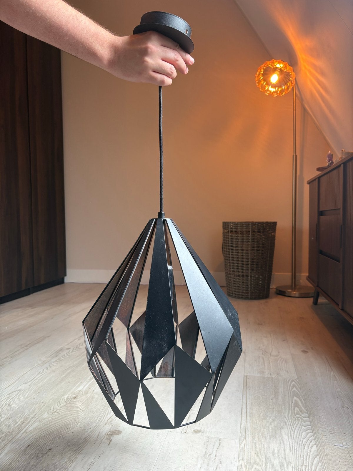 EGLO Hanglamp Carlton-1 Ø 31 cm zwart-koper, Ophalen, Zo goed als nieuw, Metaal, E27 (groot)
