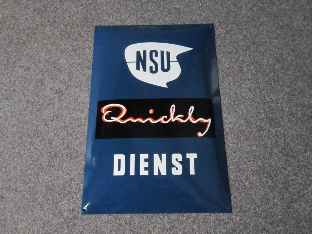 NSU QUICKLY EMAILLE RECLAMEBORD, Ophalen, Zo goed als nieuw, Reclamebord