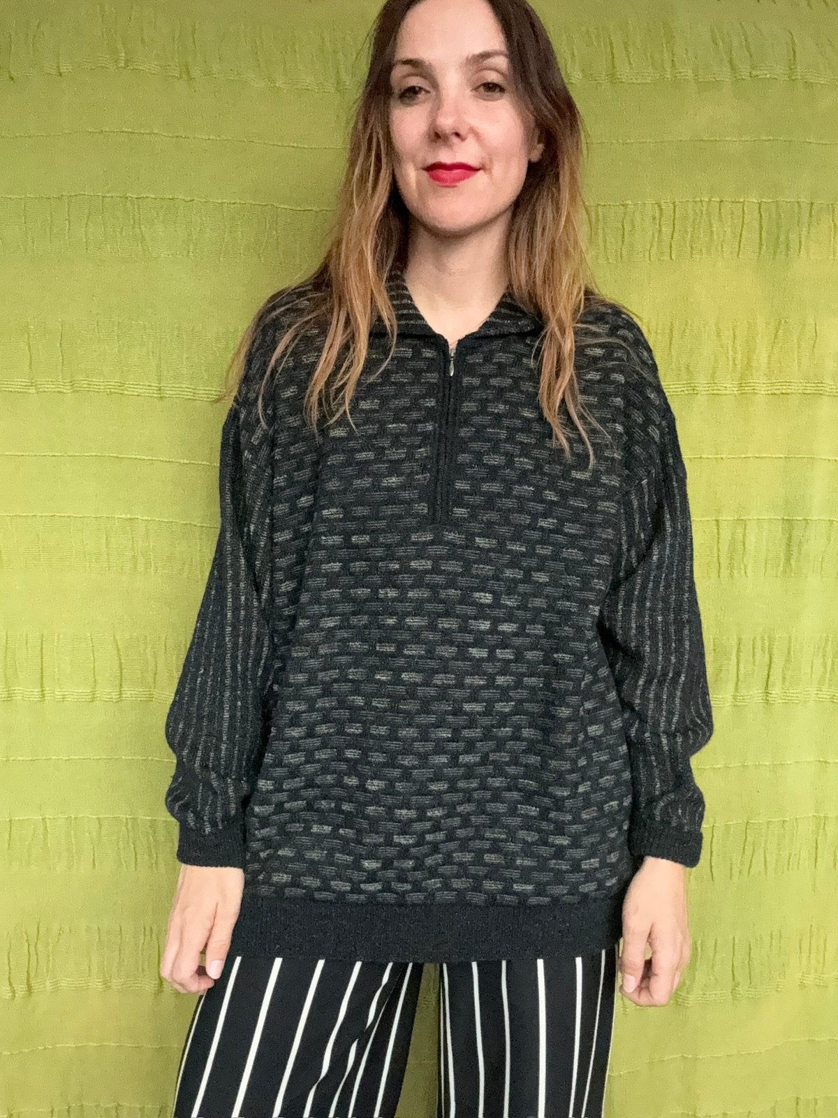 Vintage trui / pullover- grijs - knitwear, Hgv, Hgv, Ophalen of Verzenden, Grijs
