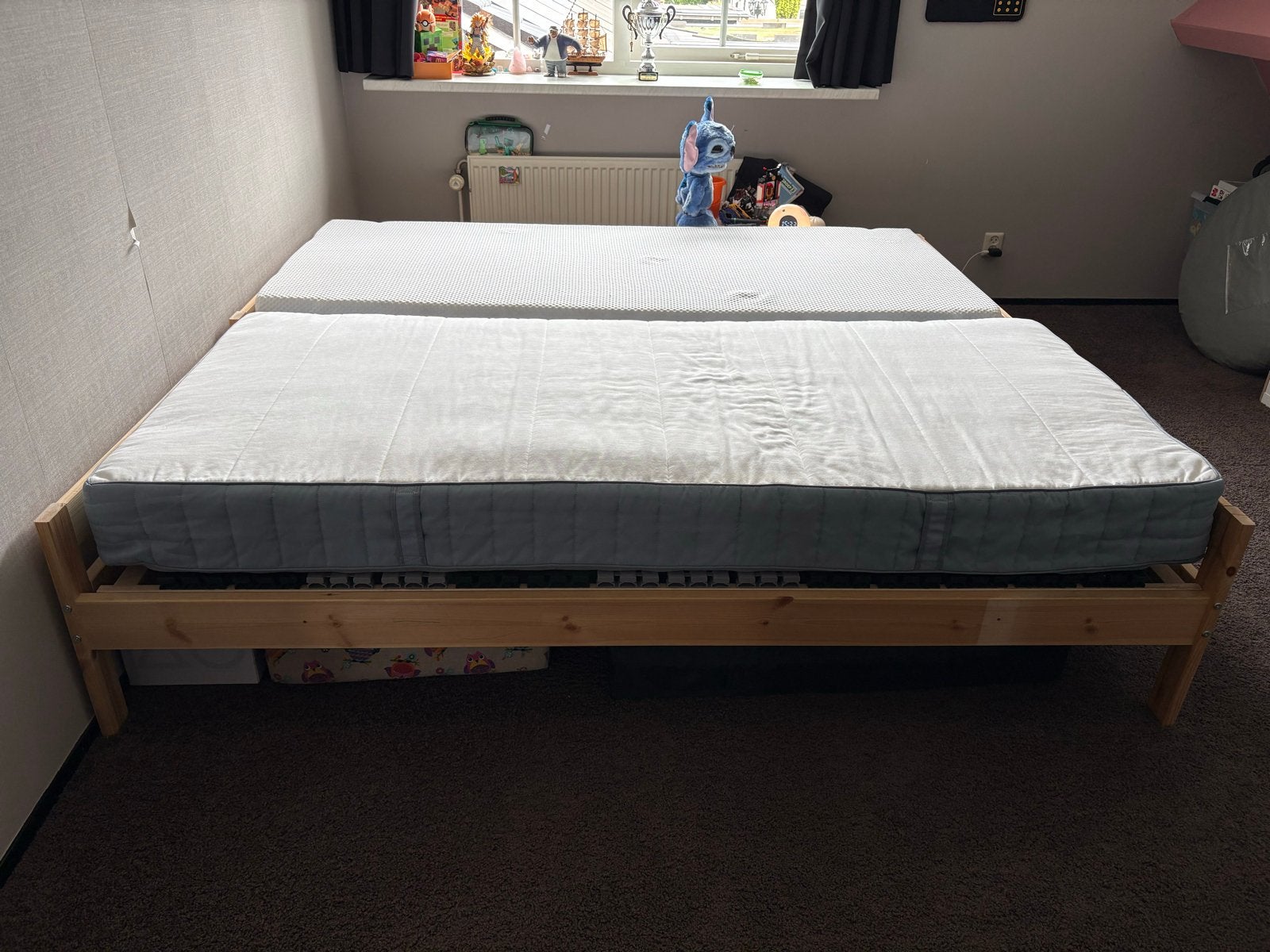 2 losse eenpersoons bedden met extra lattenbodem en matras, Huis en Inrichting, Slaapkamer | Bedden, Ophalen, Gebruikt, 90 cm