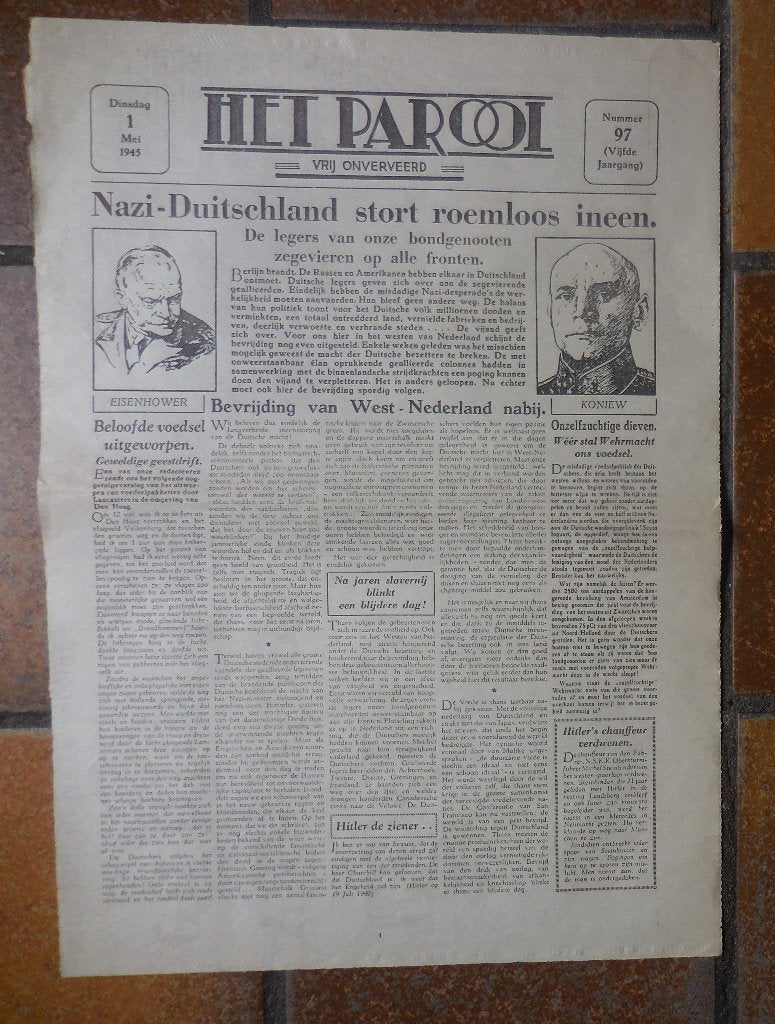 Het Parool 1945 (4 voorkanten), Ophalen, Gelezen, Krant