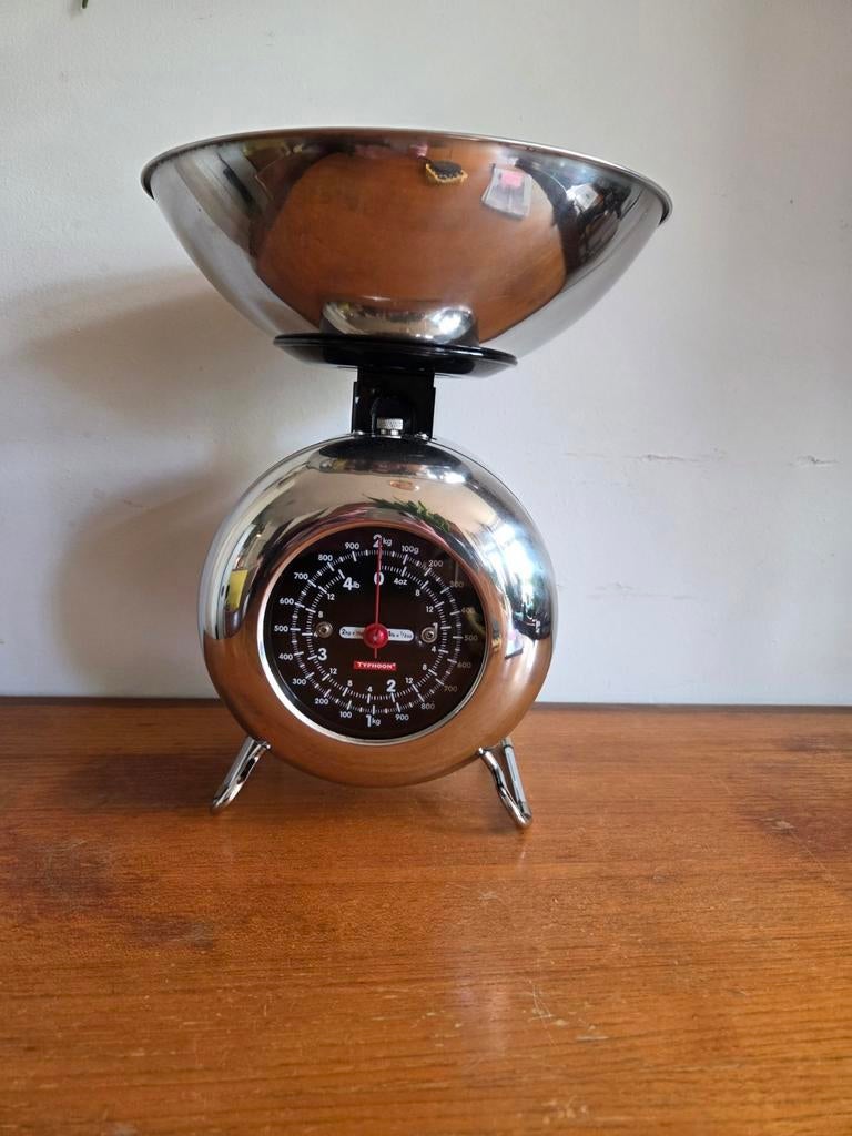 Retro Typhoon Keukenweegschaal - Chroom, Witgoed en Apparatuur, Weegschalen, Ophalen of Verzenden
