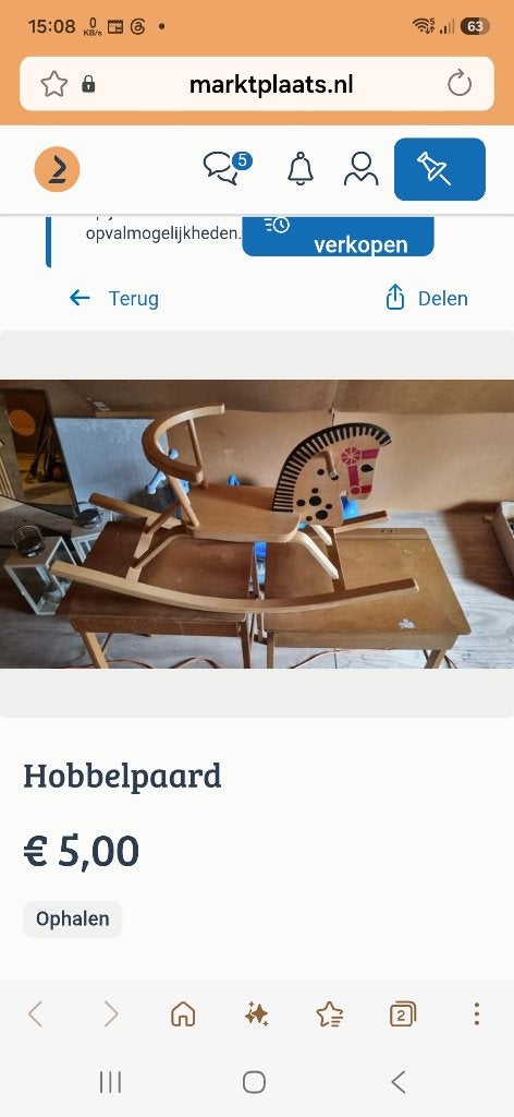 Houten hobbelpaard, Ophalen, Zo goed als nieuw