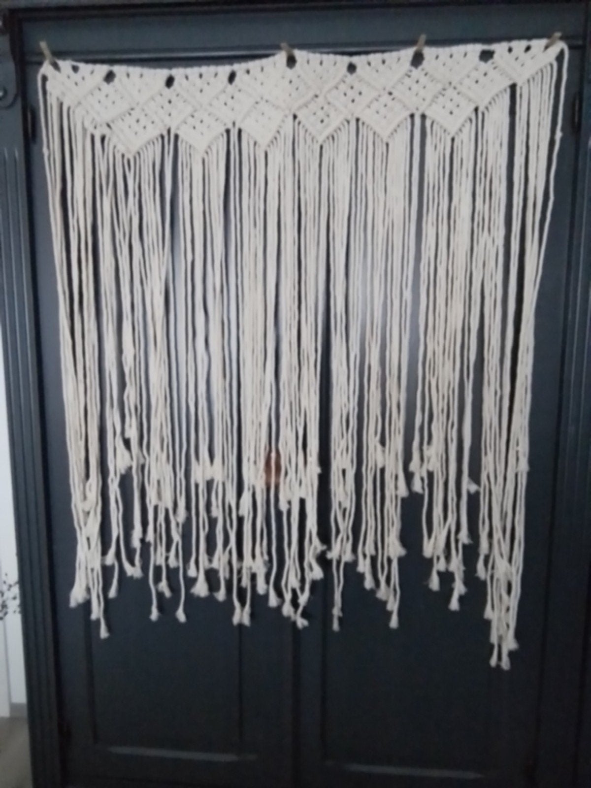 Macrame wanddecoratie - Boho stijl wandhanger, Beige, Textiel, Ophalen of Verzenden, Zo goed als nieuw
