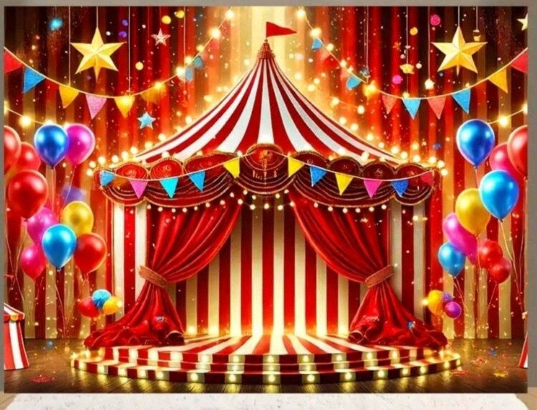 prachtig circus decordoek maarliefst 3 mtr breed, Ophalen of Verzenden