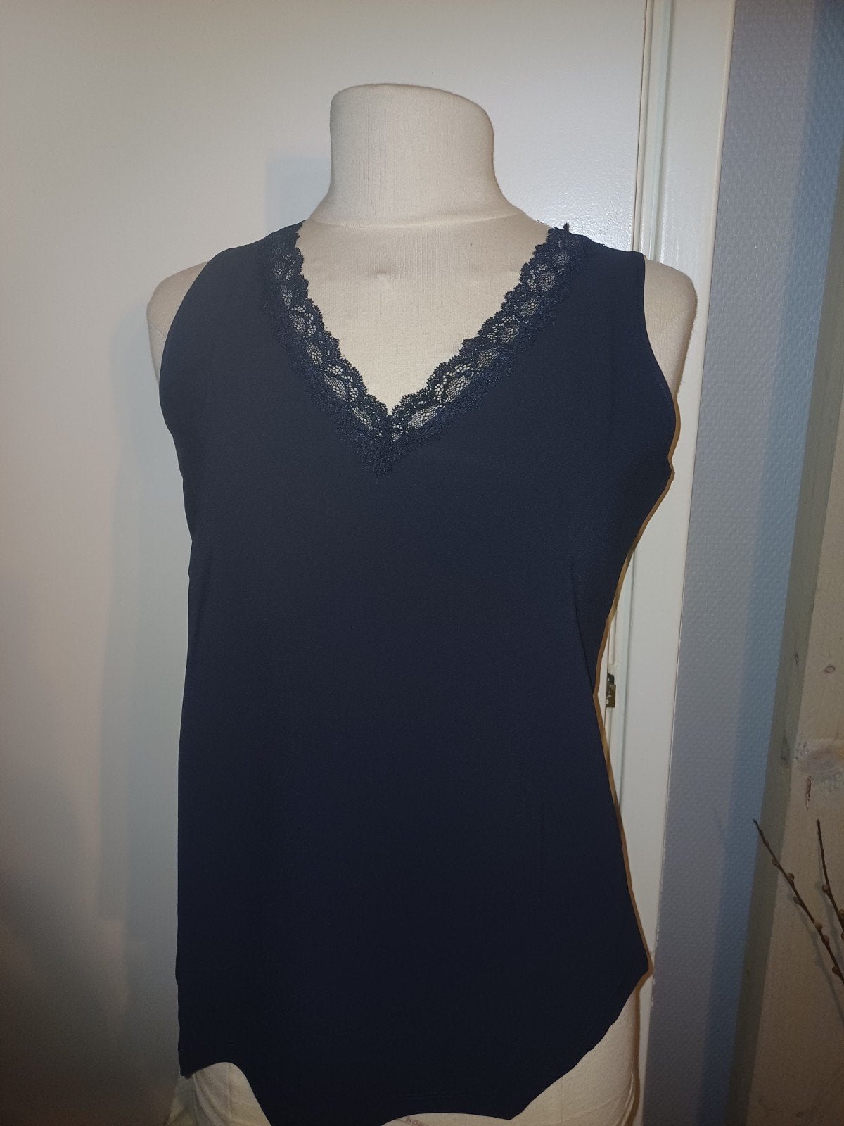 Donkerblauw Travel Top met Smalle Kant Rand - Diverse Maten, Kleding | Dames, Mp, Mp, Blauw, Maat 42/44 (L)