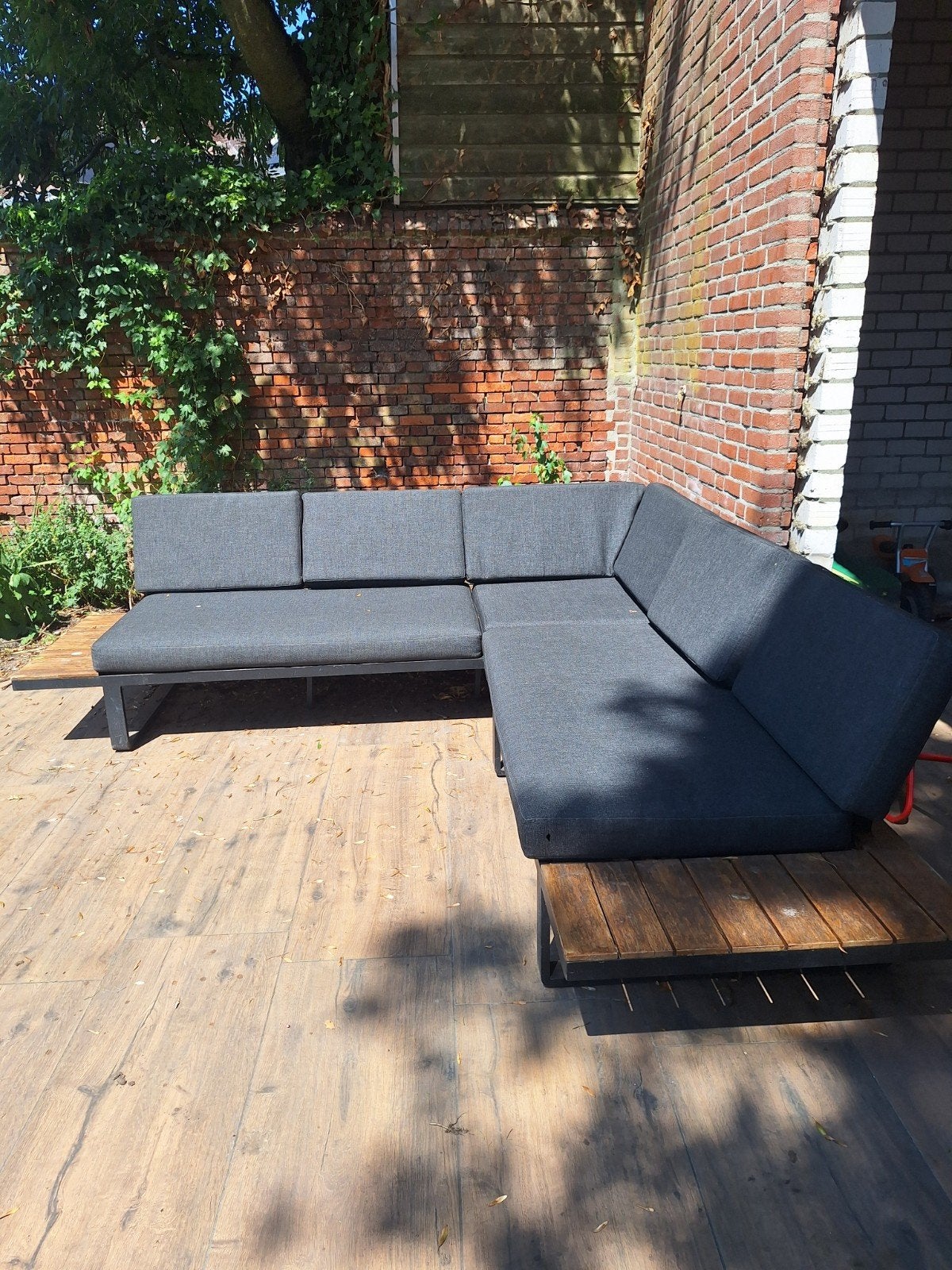 loungeset met donkergrijze kussens, Ophalen, 5 zitplaatsen, Gebruikt, Loungeset