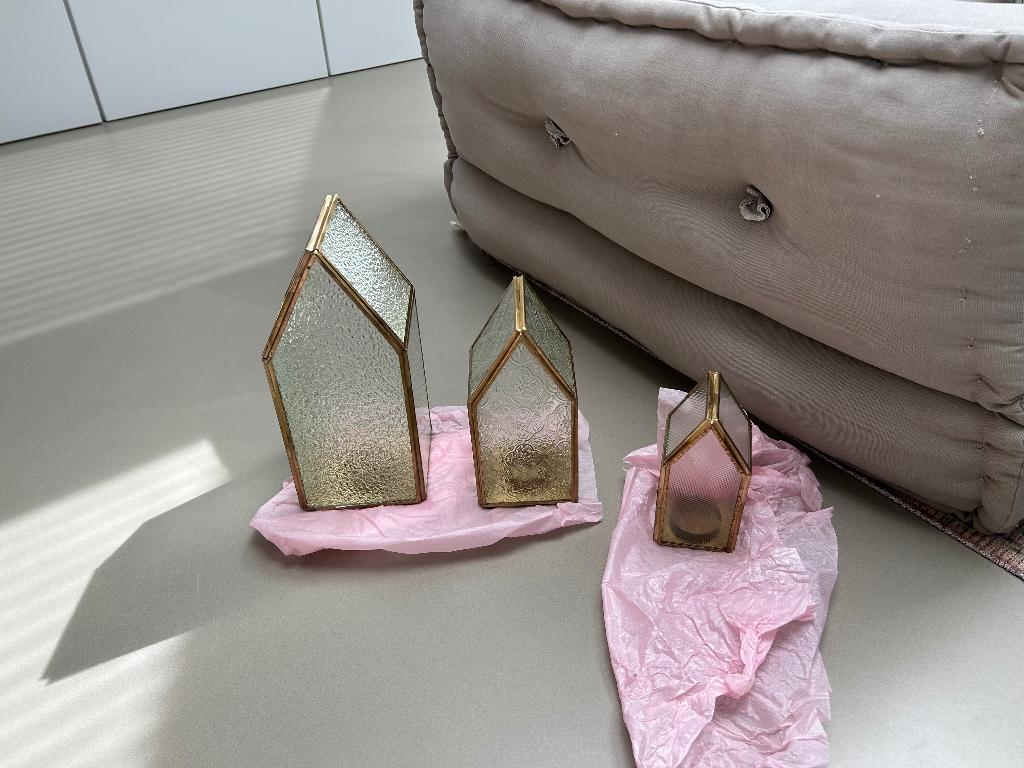 Faas huisjes goud waxinelicht nieuw, Ophalen of Verzenden, Nieuw, Overige materialen, Kandelaar