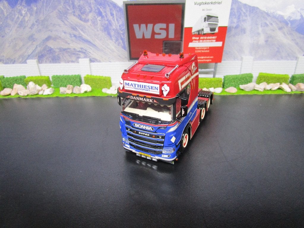wsi 01-4916 lasse mathiesen scania rhighline cr20h, Hobby en Vrije tijd, Modelauto's | 1:50, Ophalen of Verzenden, Nieuw, Bus of Vrachtwagen