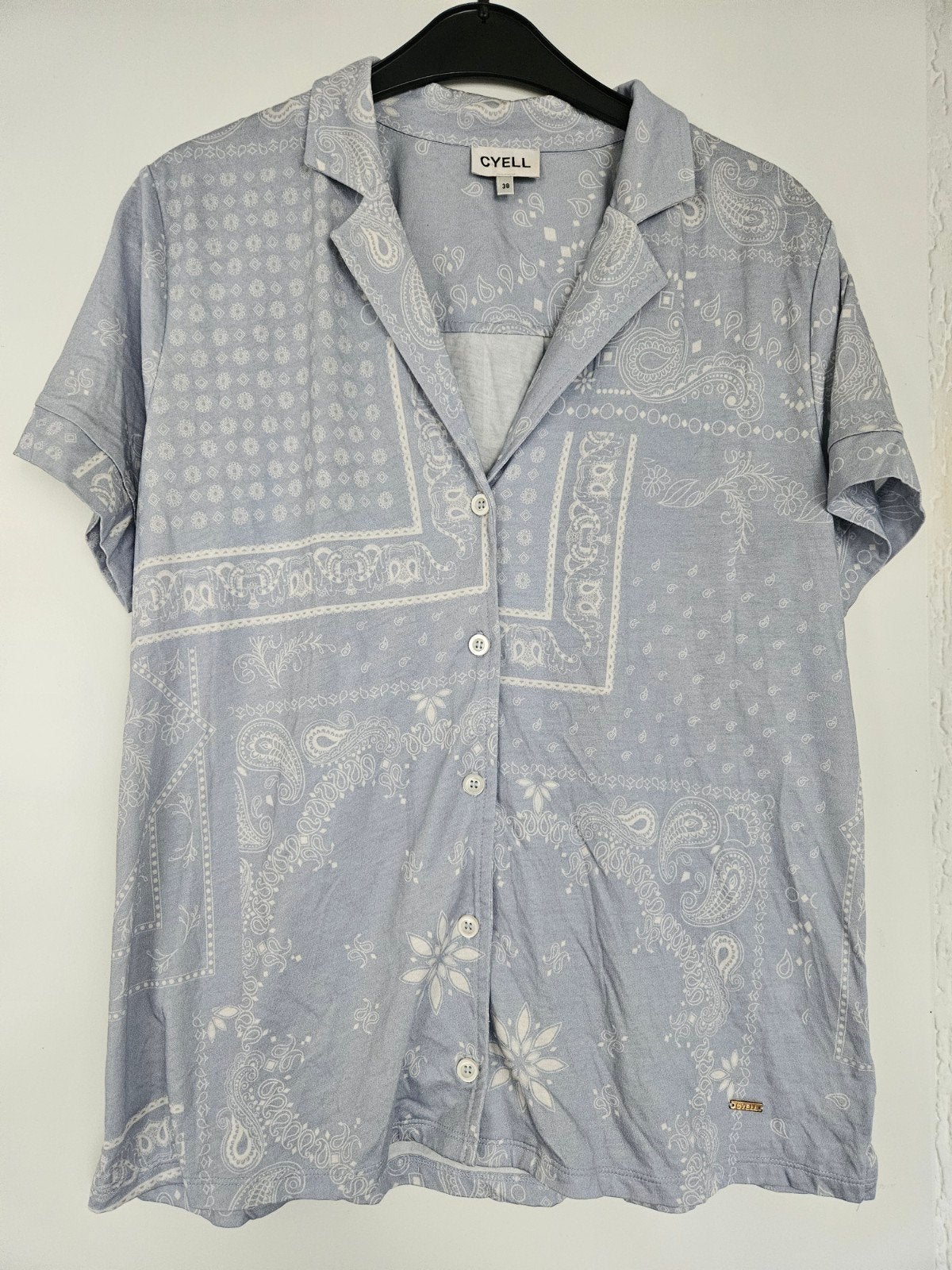 Cyell blouse met korte mouwen en paisley print, Maat 38/40 (M), Blauw, Nieuw, Ophalen of Verzenden