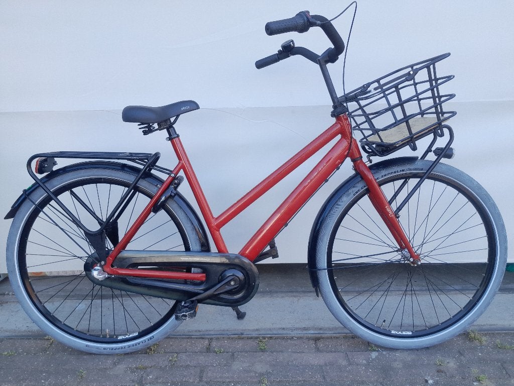 28 inch Cortina HPV met 3 versnellingen en een mand., Terugtraprem, Gebruikt, Versnellingen, 56 cm of meer