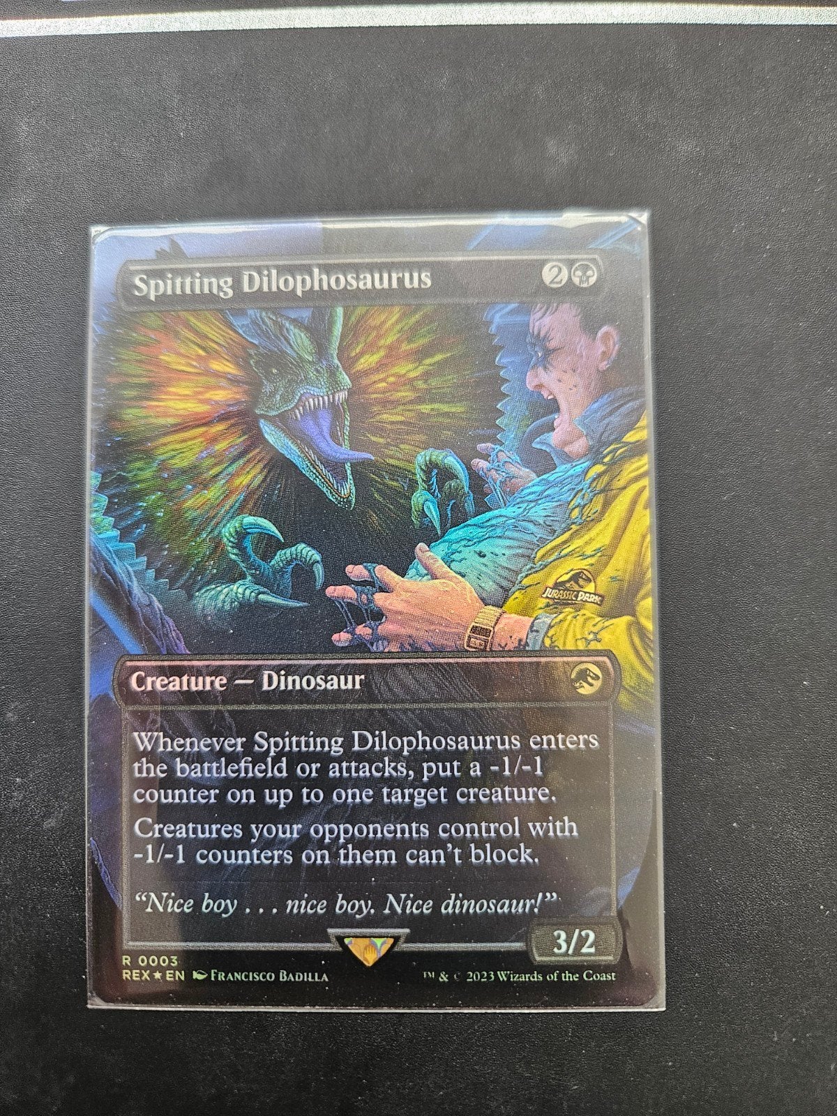 Spitting Dilophosaurus Foil - Magic The Gathering Kaart, Ophalen of Verzenden, Zo goed als nieuw, Losse kaart, Foil