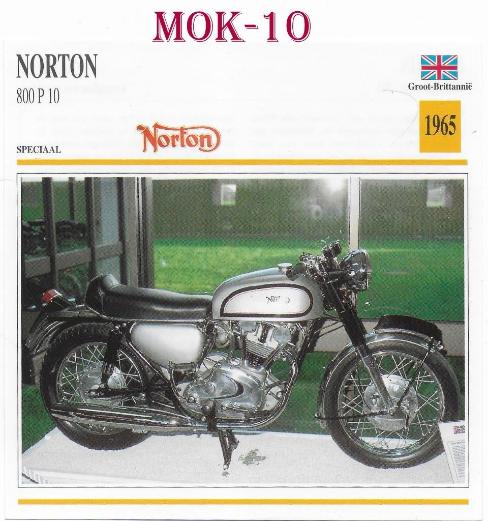 Mok10 Motorkaart Norton 800 P 10 ( 1965 ), Ophalen of Verzenden, Zo goed als nieuw, Motoren