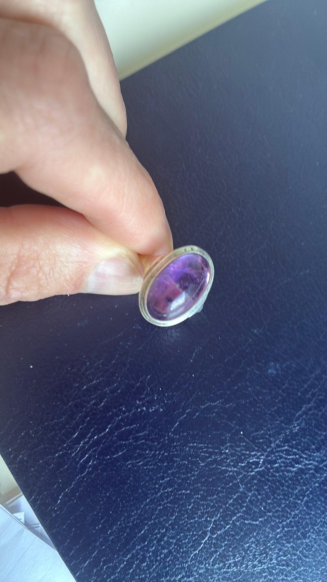 835 zilver gekeurde ring 18 mm amethist paars, 18 tot 19, Gebruikt, Paars, Ophalen of Verzenden