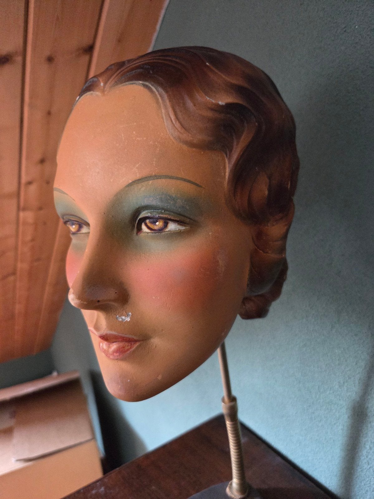 Art Deco mannequin vintage display hoofd jaren '30, Antiek en Kunst, Ophalen of Verzenden