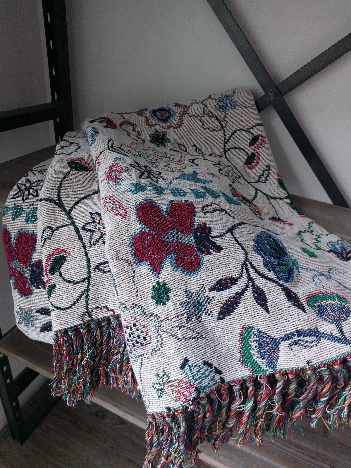 Sissy Boy bedsprei / plaid - Vintage Garden 200x250cm, Katoen, Met franjes/kwastjes, Ophalen of Verzenden, Zo goed als nieuw