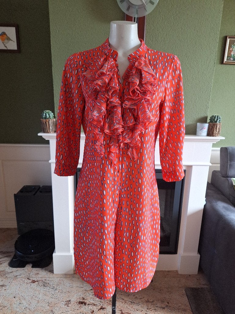 Due Amanti schitterende oranje ruches blouse jurk 2 M 38, Maat 38/40 (M), Verzenden, Oranje, Zo goed als nieuw