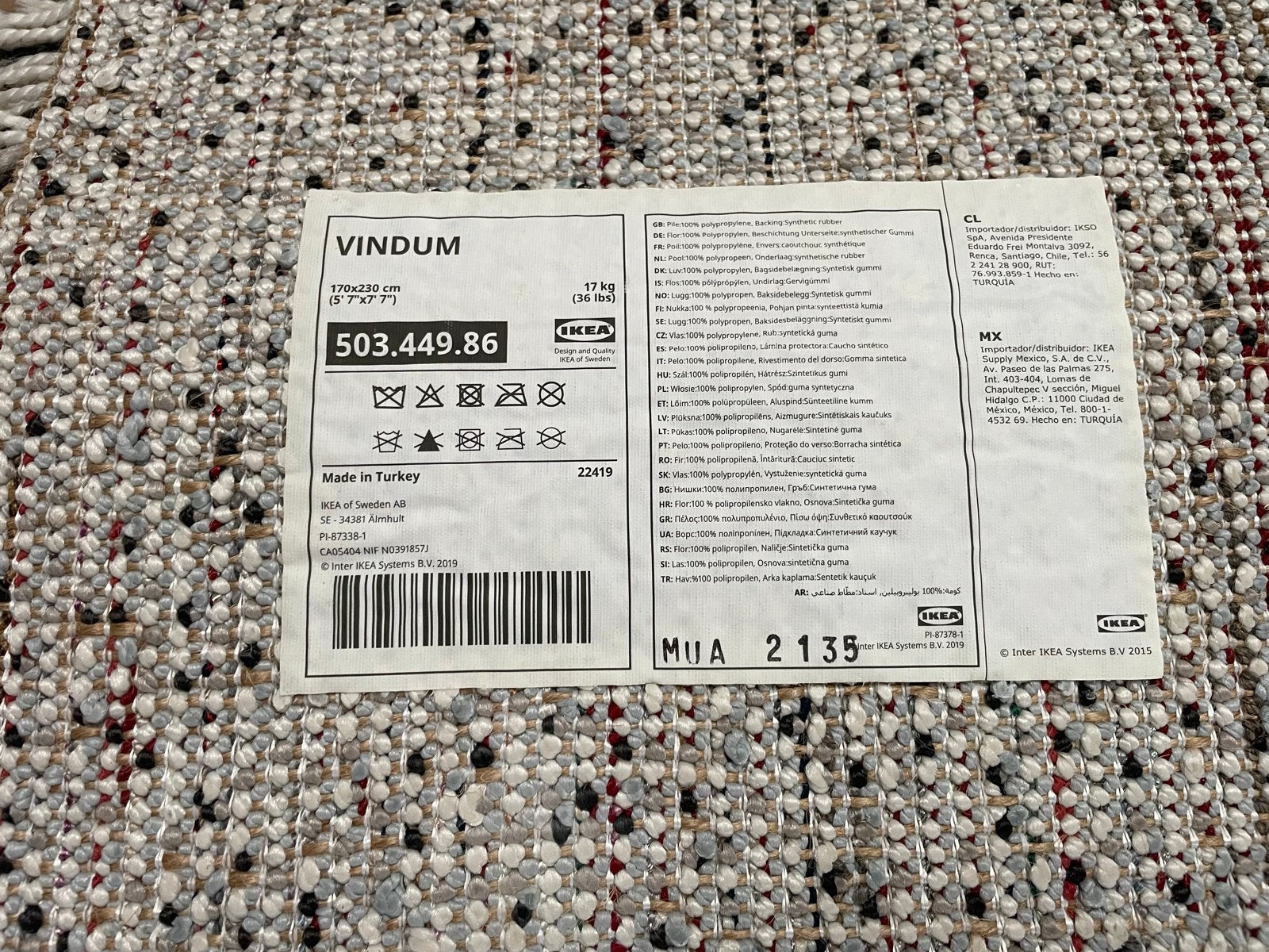 IKEA VINDUM Vloerkleed -Als nieuw, Huis en Inrichting, Stoffering | Tapijten en Kleden, Ophalen, Wit, 150 tot 200 cm, 200 cm of meer