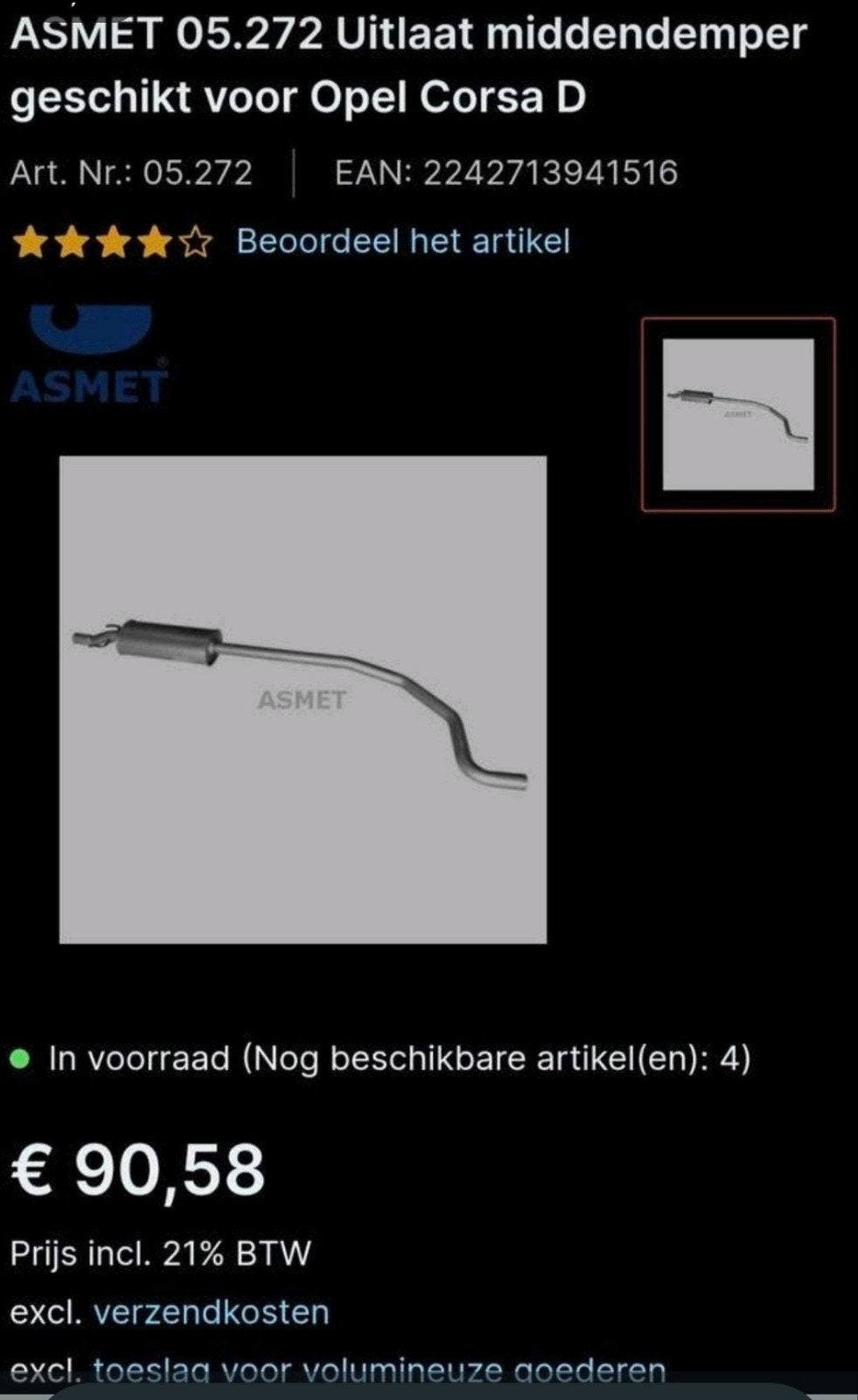 Uitlaat middendemper, Auto-onderdelen, Ophalen, Nieuw