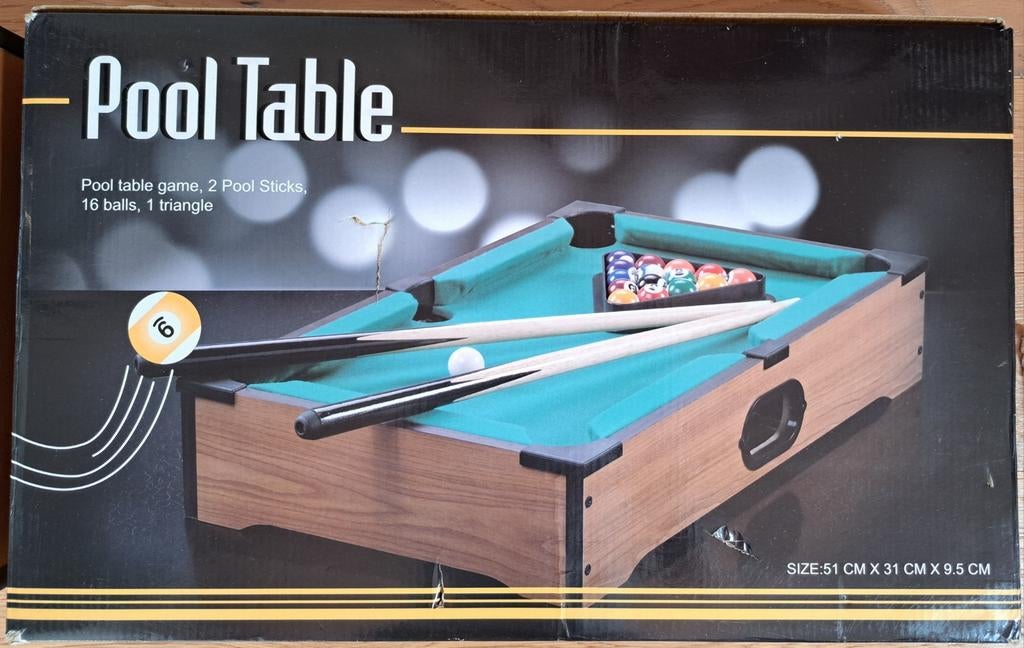 Mini Pooltafel Spel - Compleet met Accessoires, Ophalen, Zo goed als nieuw, Pooltafel