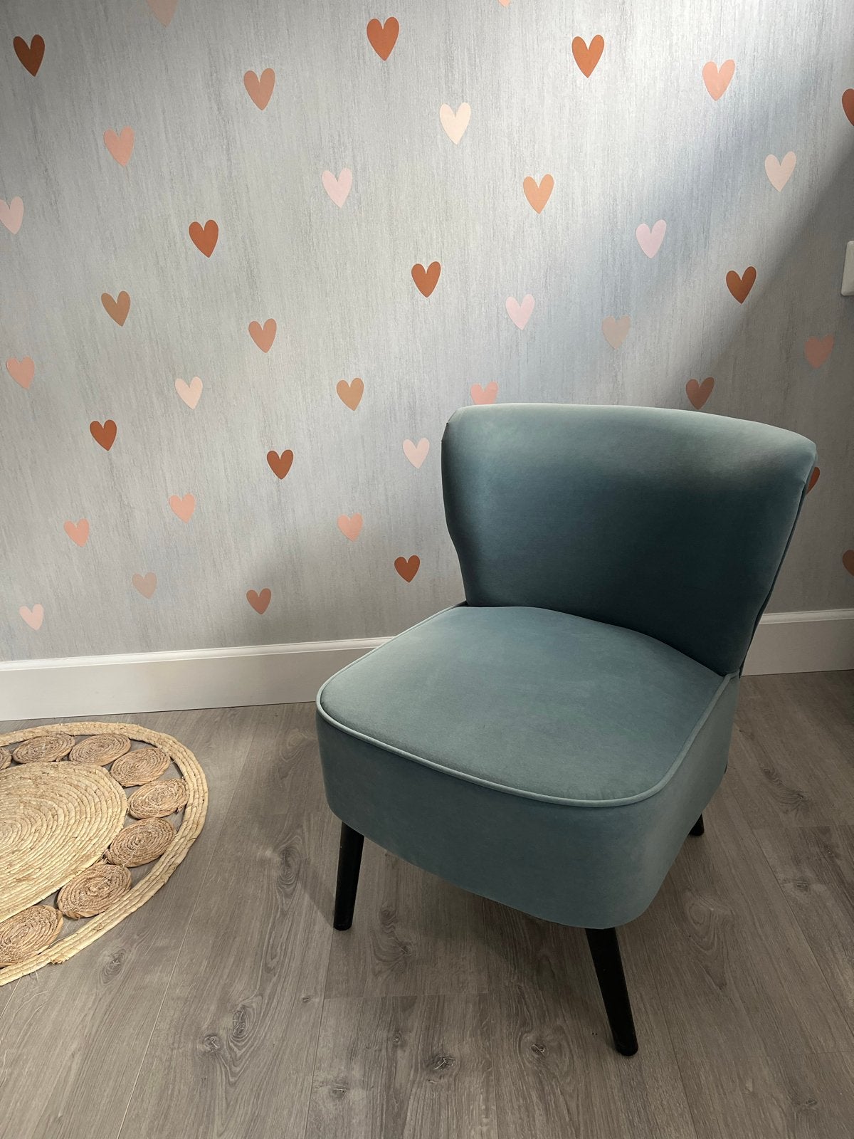 Stijlvolle fluwelen fauteuil - Petrol blauw, Huis en Inrichting, Ophalen, Blauw, Zo goed als nieuw, Eén
