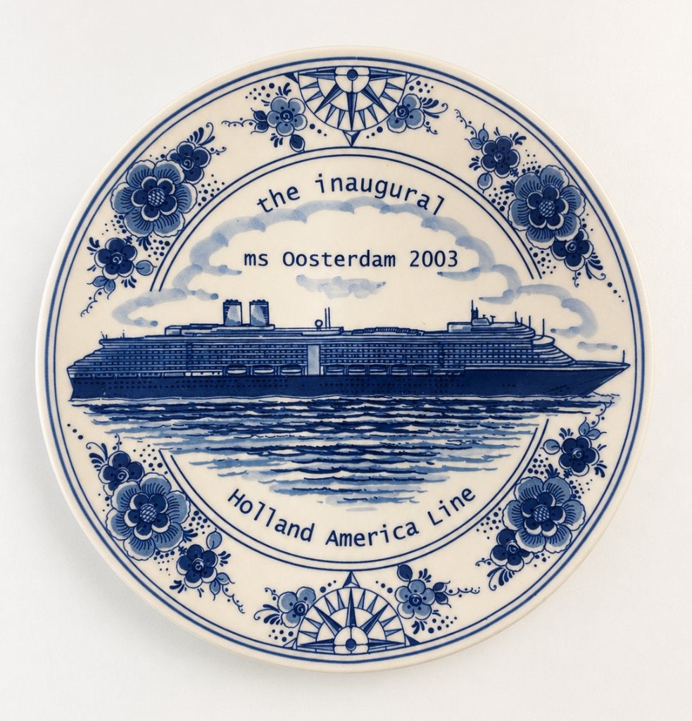 Holland America Line MS Oosterdam Inaugural Delft Blauw bord, Antiek en Kunst, Ophalen of Verzenden