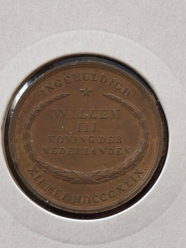 Inhuldigingspenning Koning Willem III 1849, Postzegels en Munten, Munten | Nederland, Ophalen of Verzenden, Koning Willem III