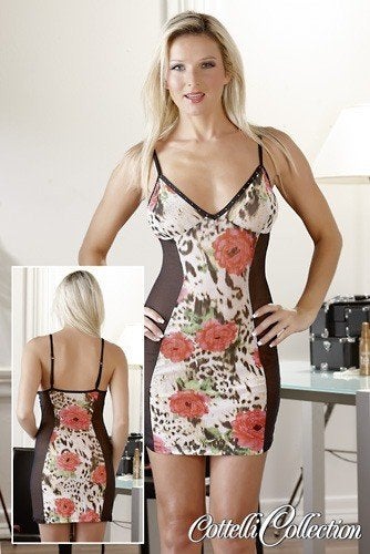 Cottelli Collection Nachtjurkje met bloemmotief en strass, Cottelli Collection, Ophalen of Verzenden, Meerkleurig, Nachtkleding