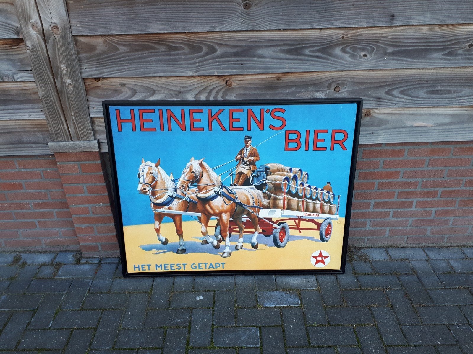 Grote Heineken reclame uit jaren 90 op canvas, Ophalen, Gebruikt, Reclamebord, Plaat of Schild, Overige merken