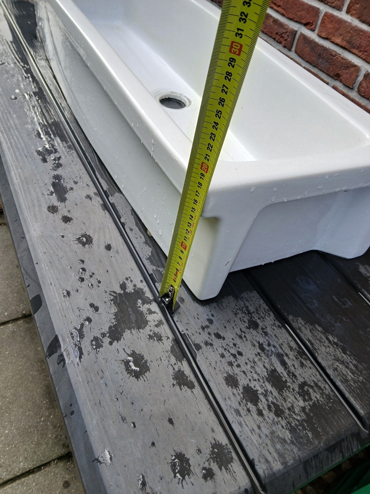 Witte wastrog/wasbak keramisch 100 cm lang, Ophalen, Gebruikt, Wastafel