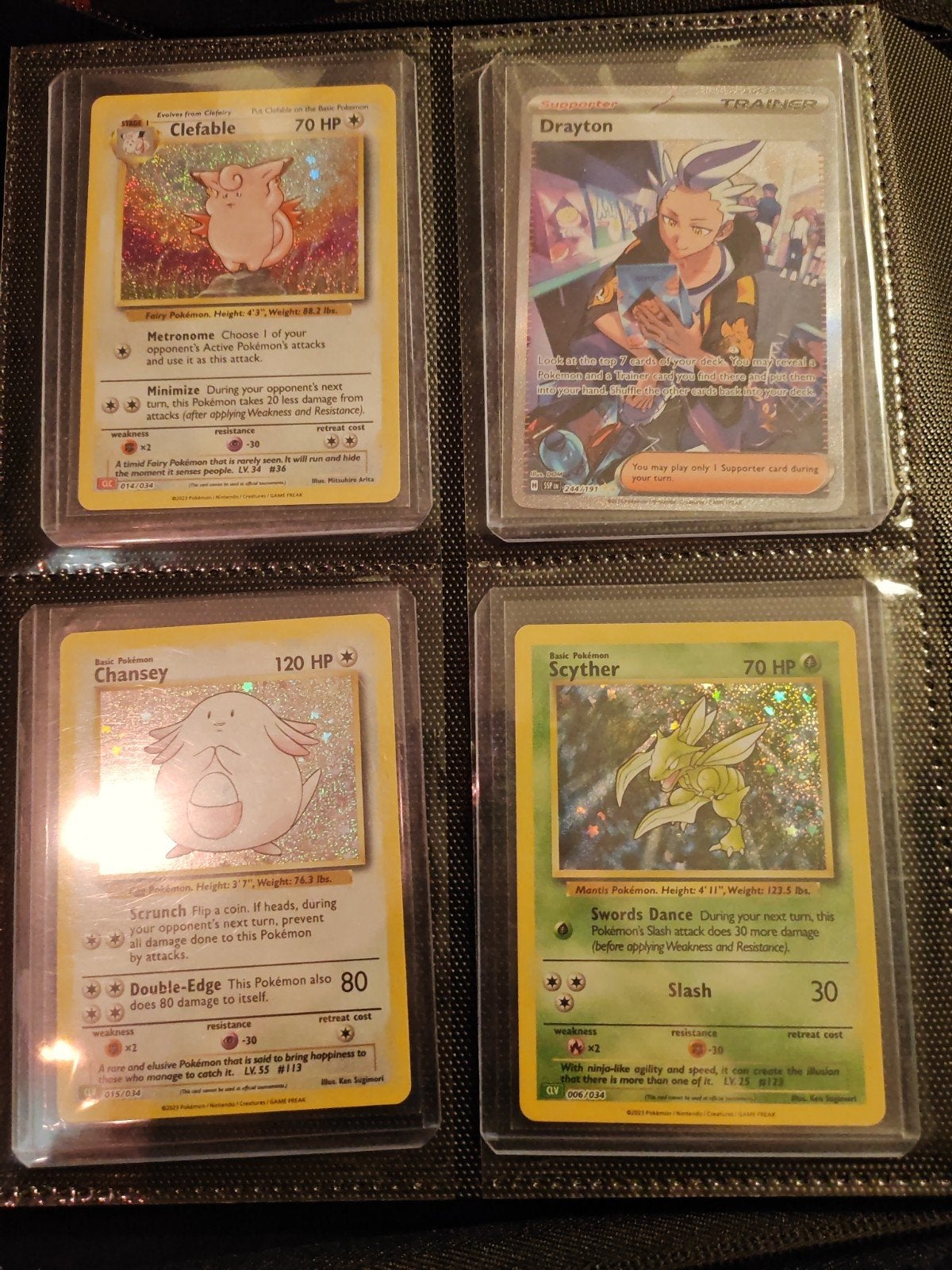 Pokémon kaarten: Clefable, Drayton, Chansey, Scyther, Ophalen of Verzenden