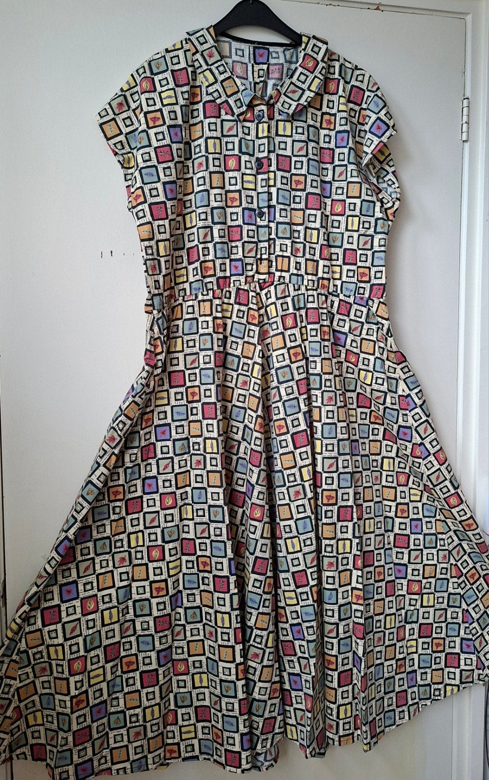 lange vintage/retro jurk, mt 44/46, Meerkleurig, Maat 42/44 (L), Ophalen of Verzenden, Zo goed als nieuw