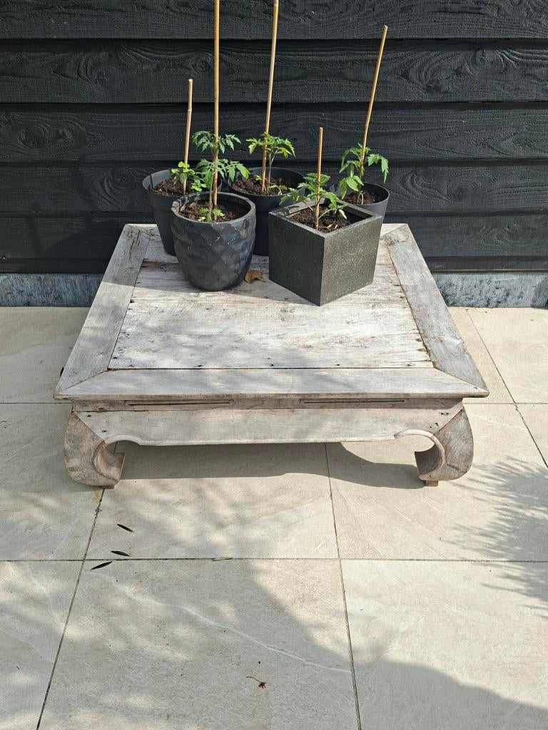 Antieke Opium Tafel - Robuust Teakhout, 100 tot 150 cm, Teakhout, Minder dan 50 cm, Rechthoekig