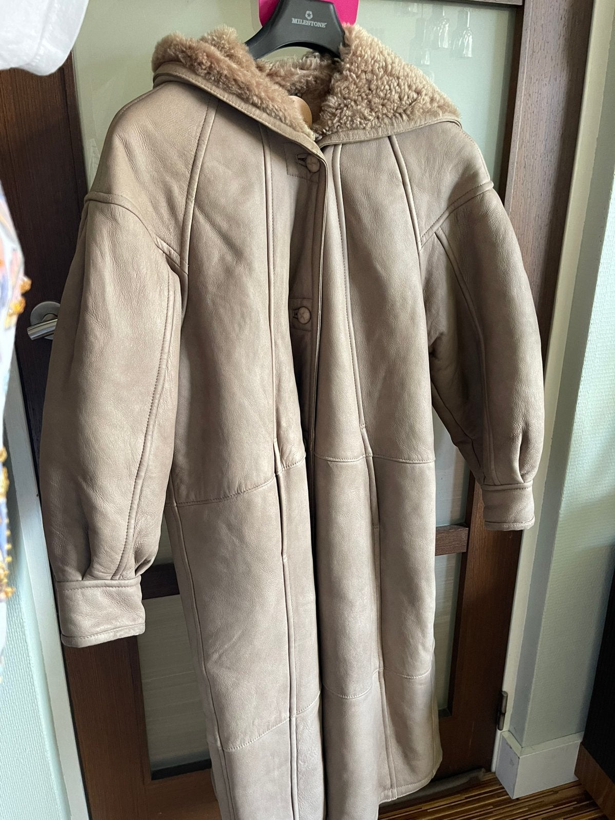 Vintage Sheerling Lammycoat, leer en wol maat M, Kleding | Dames, Ophalen of Verzenden, Zo goed als nieuw, Maat 36 (S)