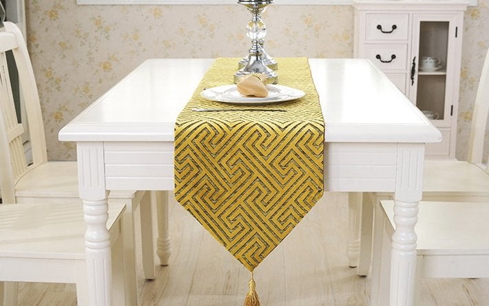 Tafelloper / Tafel Loper Tafelkleed Kleed Rode Gouden Witte, Verzenden, Nieuw, Rechthoek