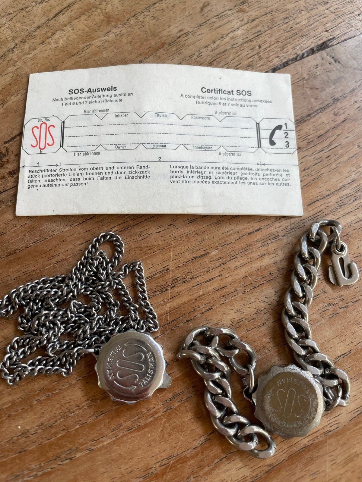 Vintage ANWB SOS Medaillon Armband met ID-kaart, Ophalen of Verzenden
