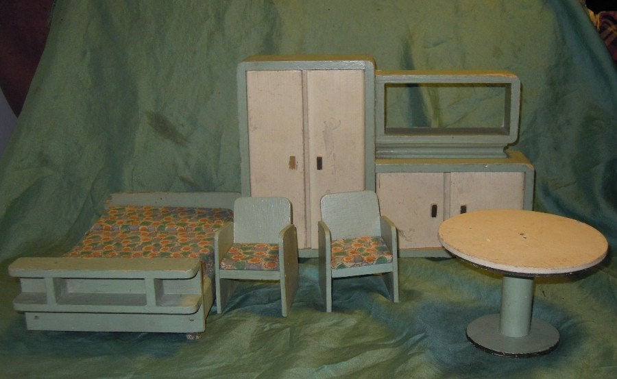 Oude houten poppenmeubels voor poppenhuis, Antiek en Kunst, Antiek | Speelgoed, Ophalen of Verzenden