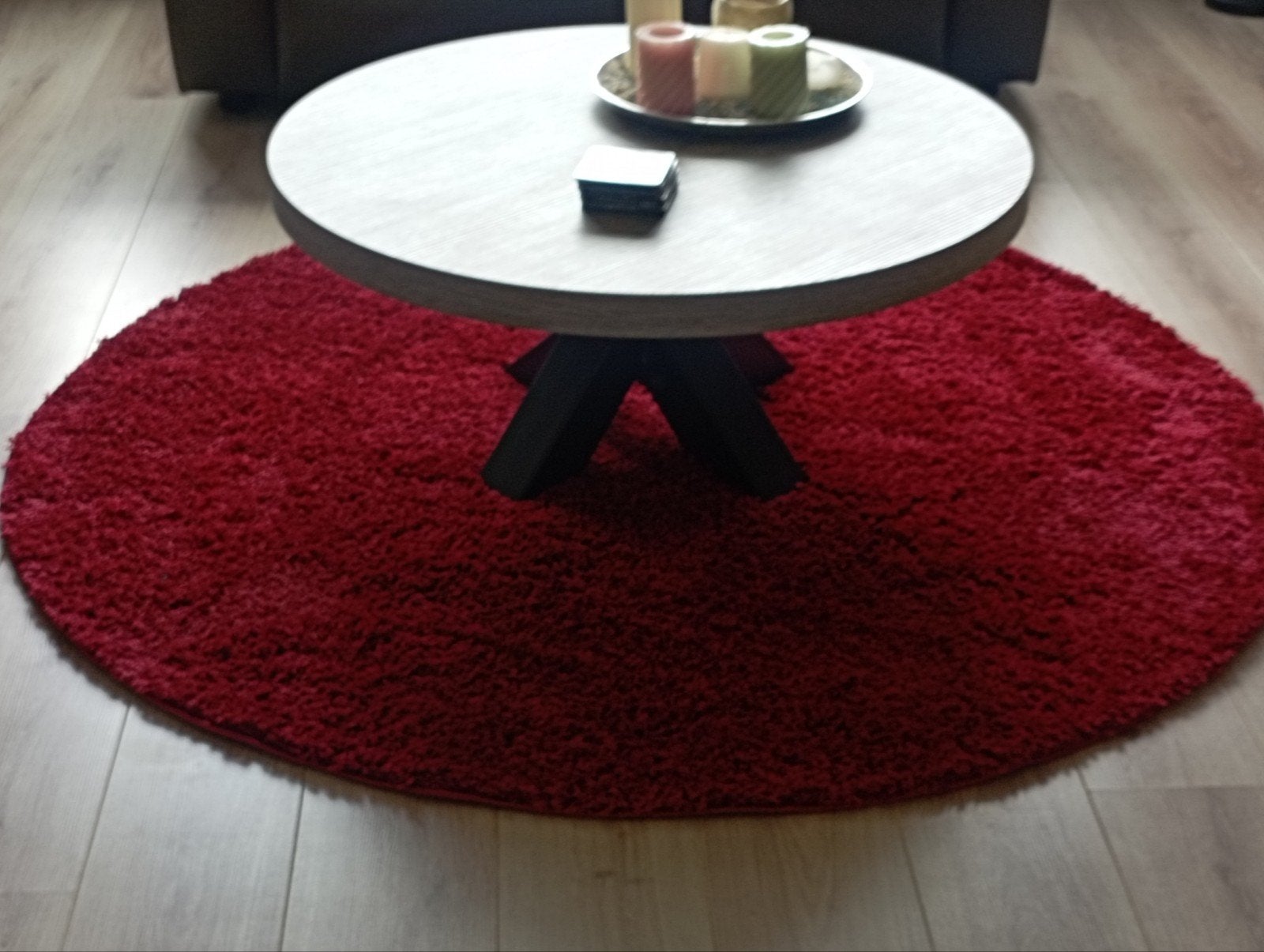 Nieuw rond kleed bordeaux rood 160 cm., Ophalen, Hoogpolig, 150 tot 200 cm, Rond
