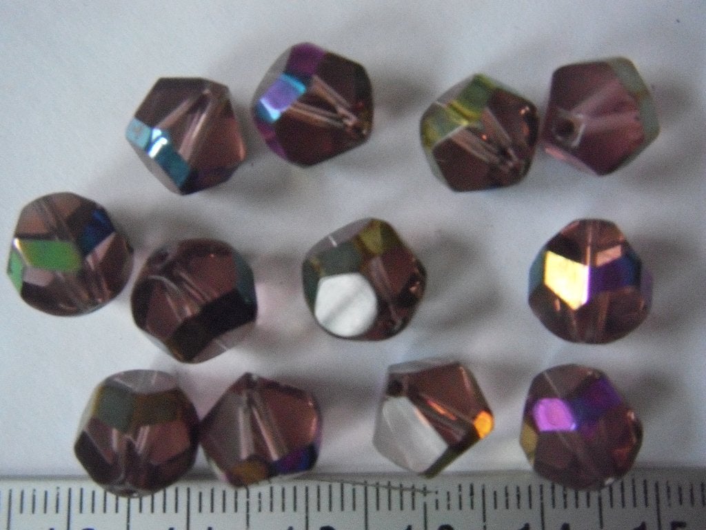 12 apart facet glas kralen 10mm. amethyst met AB rand, Ophalen of Verzenden, Nieuw, Kraal